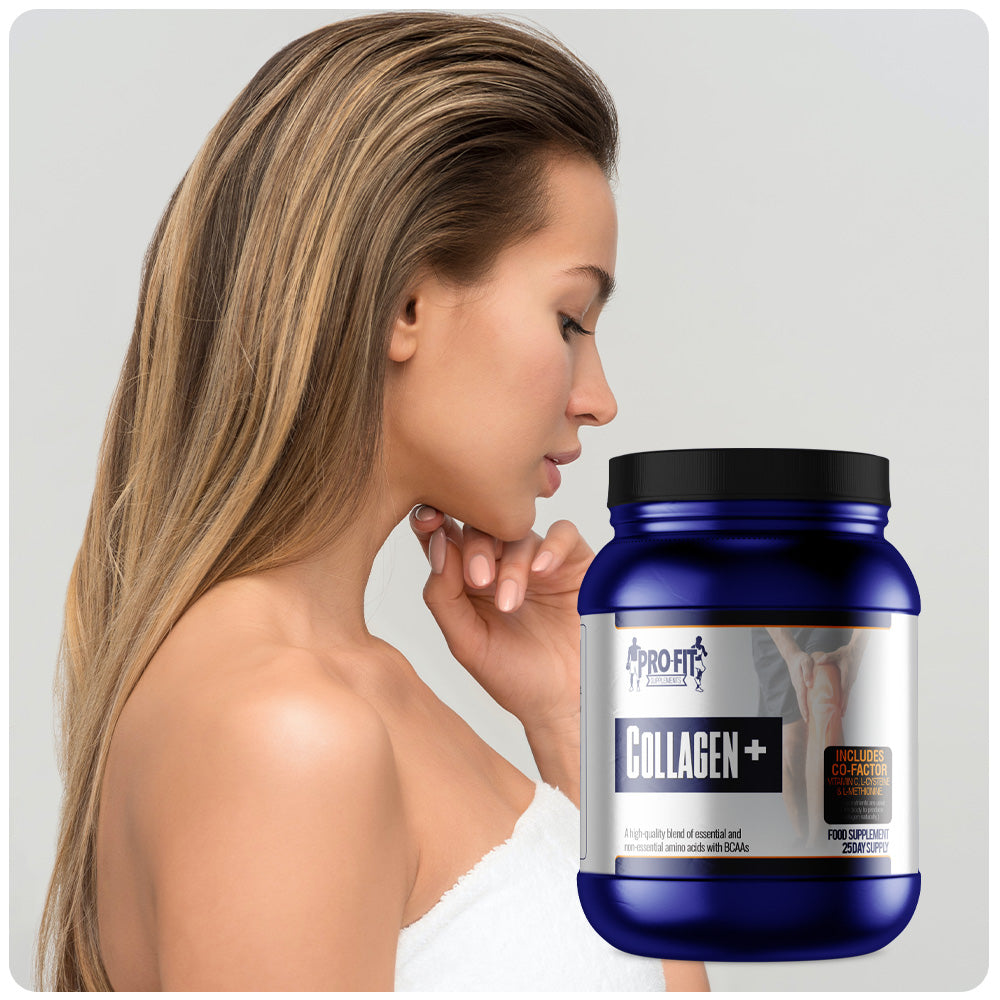 Collagen+ (500g) - Powder - woman with youthful hair and skin
