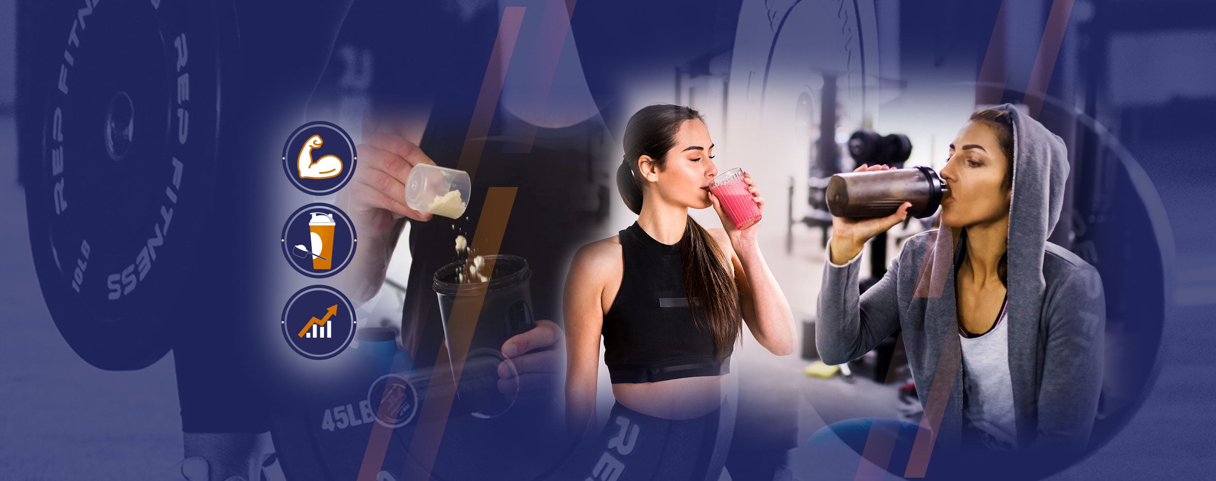 Two women drinking post workout protein shakes